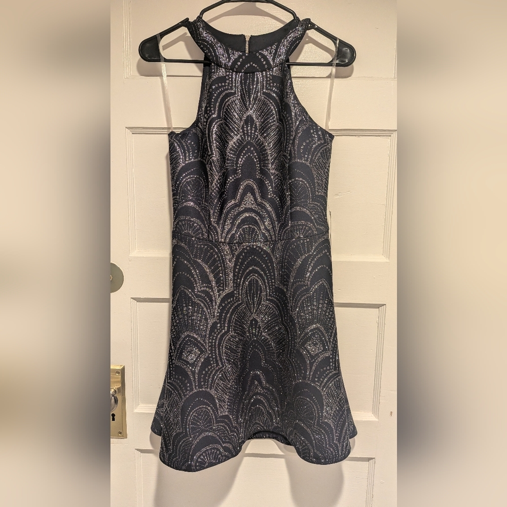 Jump Navy Halter Dress with Glitter Accents